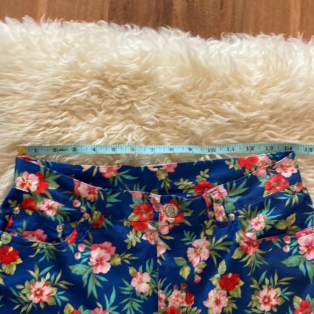 Lauren Ralph Lauren Colorful Floral Women’s Cropped Capris Sz 12 Petite Cotton Blue - Image 7