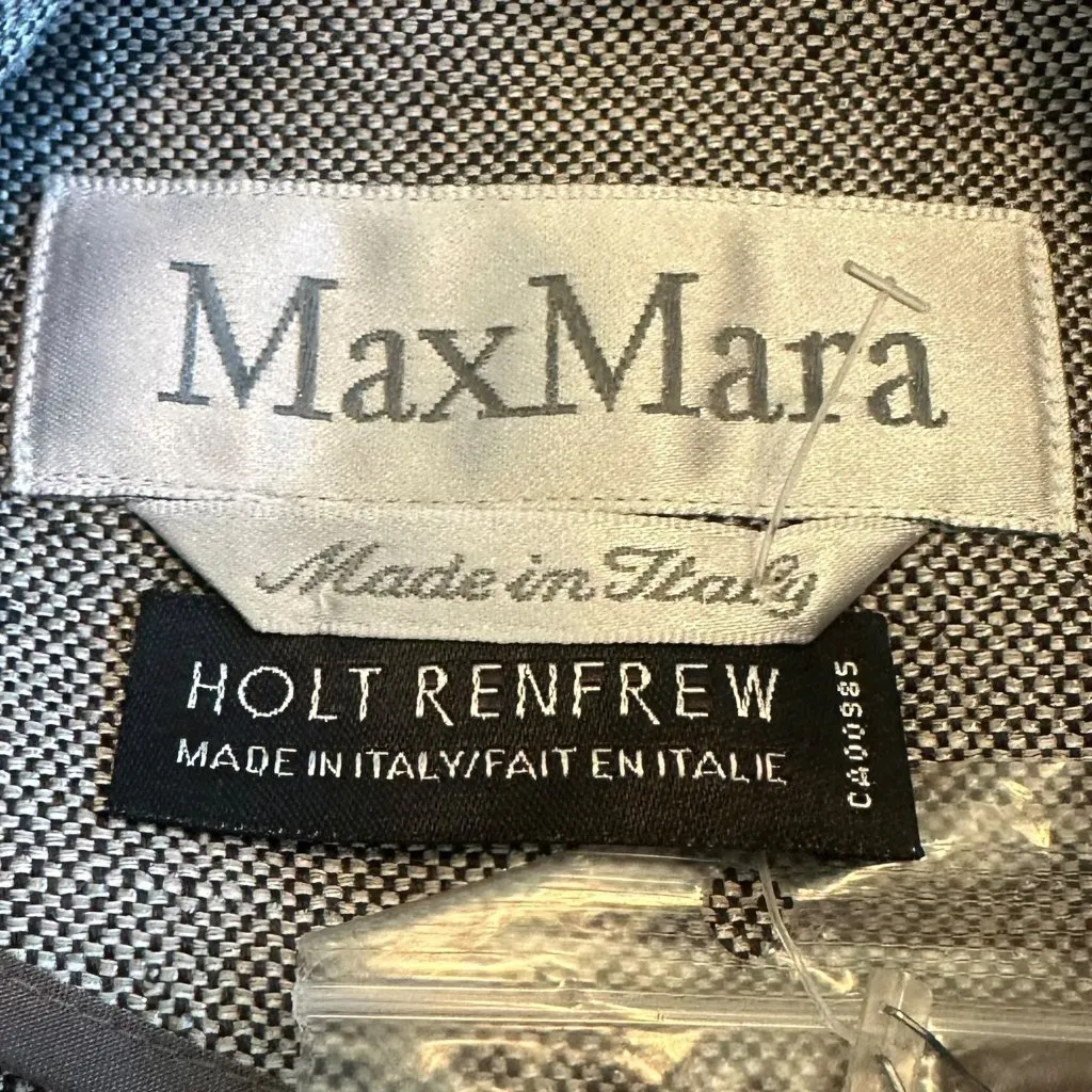 MaxMara Short Sleeve Grey Blazer Jacket Top Belt Linen Cotton Size 6 Womens NWOT - Image 7