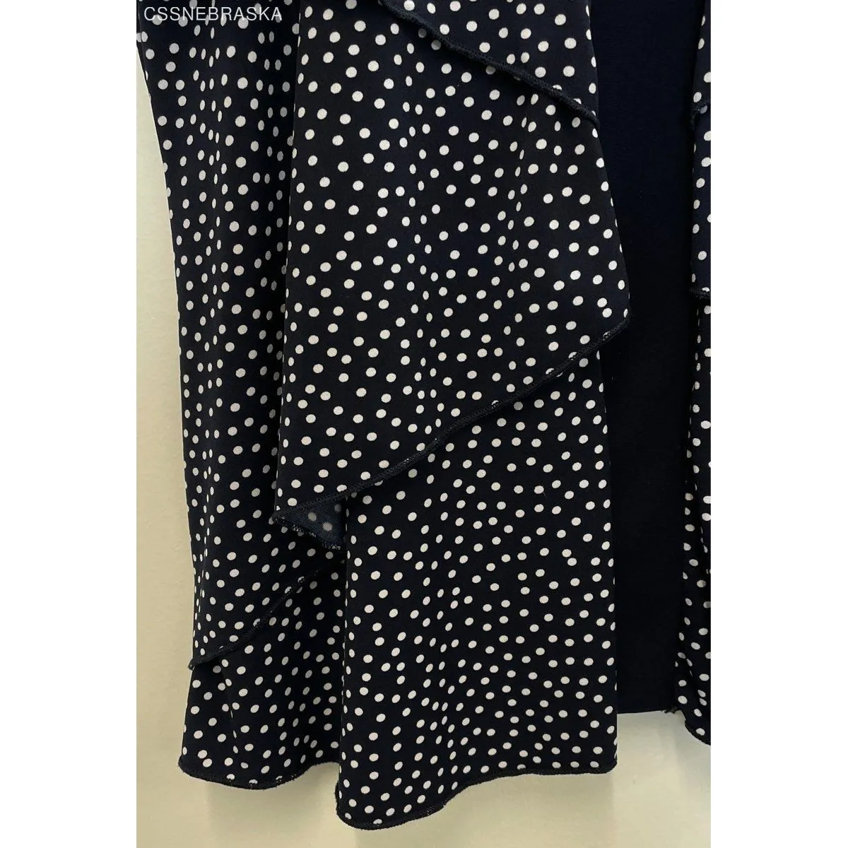 Christopher & Banks Women's Ruffled Polka Dot V-Neck Short Sleeve Top - Size L - Image 4