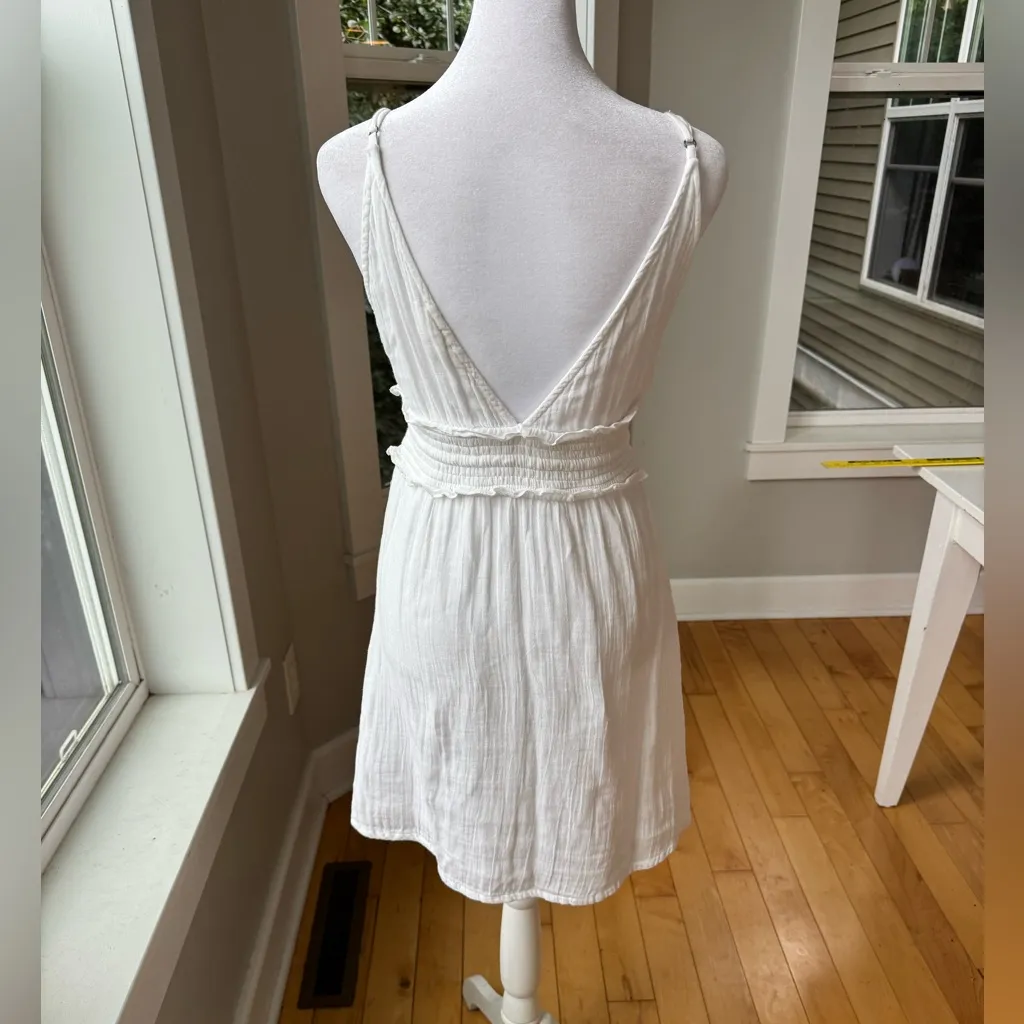 Roxy White Cotton Gauze Tassel Tie Waist Backless Sundress Coverup Dress Sz XS - Image 4
