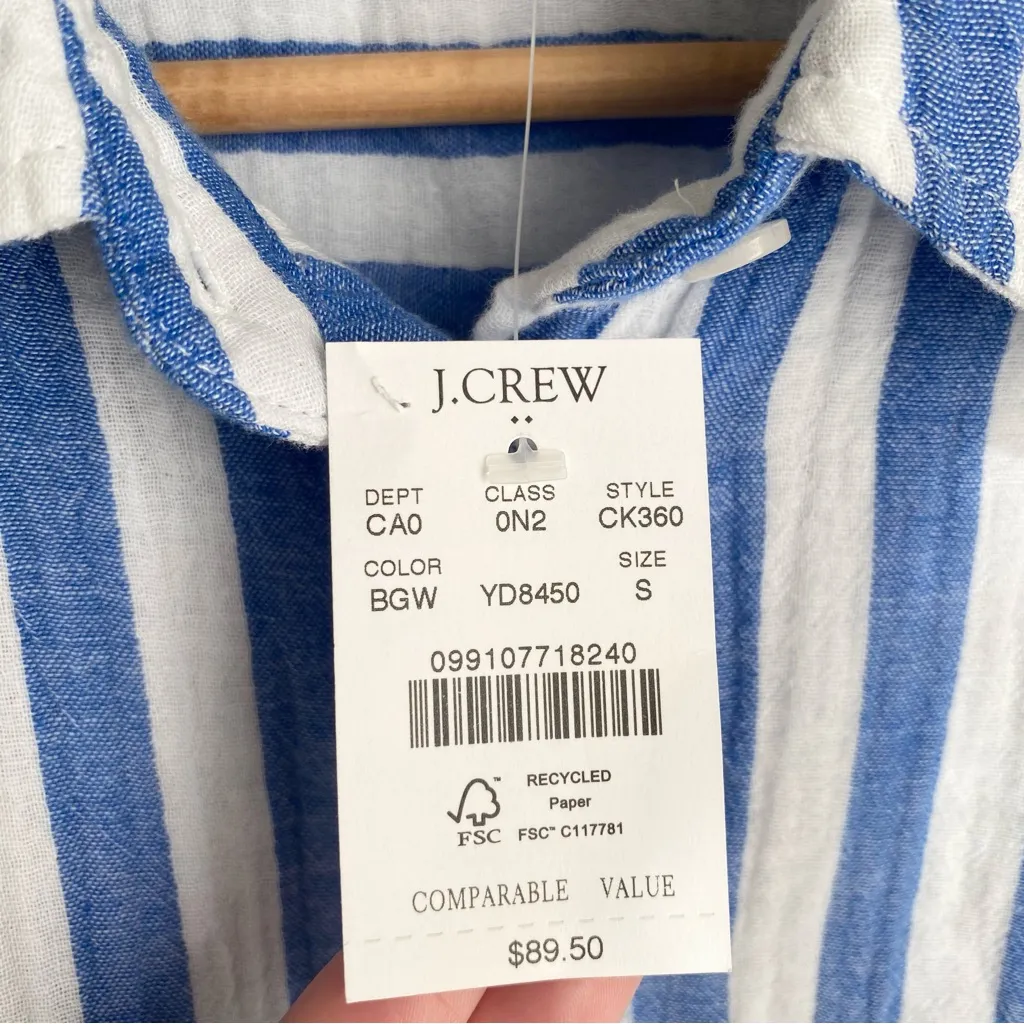 NWT J. Crew Cotton Gauze Striped Button Up Shirt - Image 4
