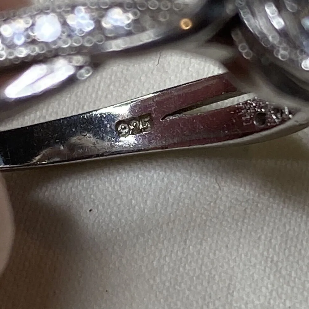 925 Sterling Silver Oval Cut Simulated Diamond Braided Band Ring Size 7 - Image 5