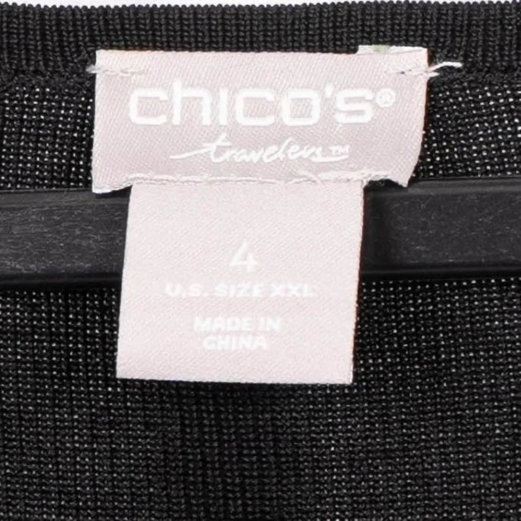 Chicos Travelers Dress 4 XXL Women NEW Black VNeck Long Sleeve Slinky KneeLength - Image 5