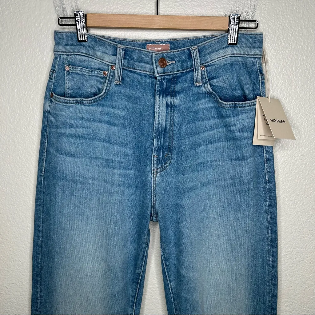 NWT Mother The Ditcher Zip Flood jeans Love On The Beat 24 Blue - Image 3