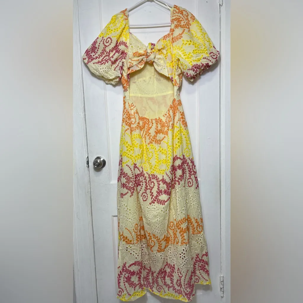 ENGLISH FACTORY WOMEN’S COTTON EYELET PUFF-SLEEVE MAXI DRESS - Image 4