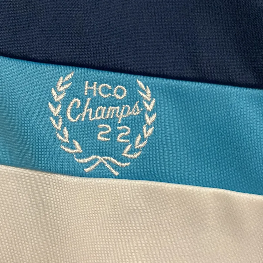 Hollister women’s blue and white full zipper athletic sweatshirt size M - Image 4