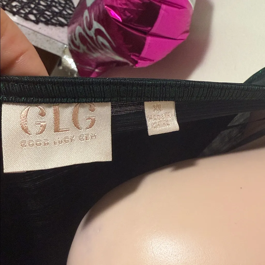 GLG good luck gem green metallic woman size XL bodysuit thong long sleeve - Image 6