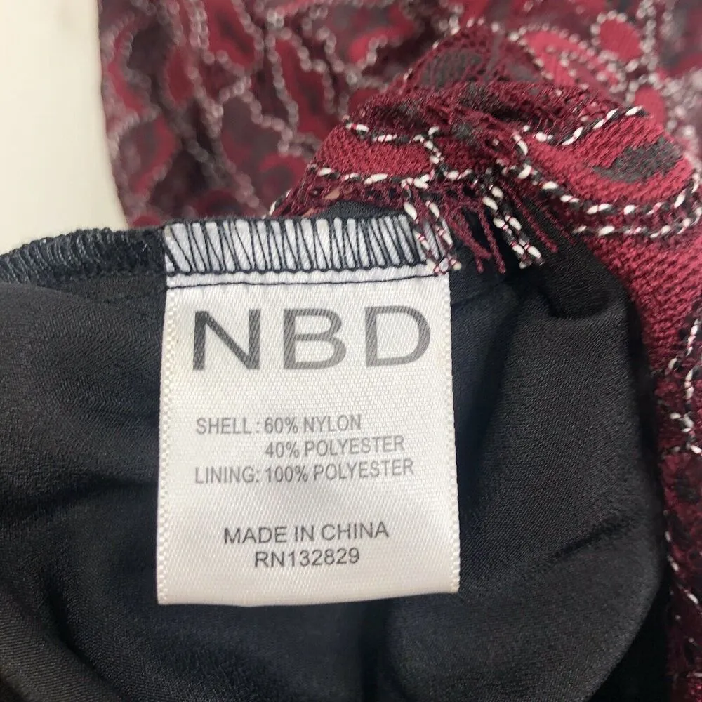 NEW NBD Lace Cold Shoulder Chance Mini Dress in Corded Oxblood Size Medium - Image 5