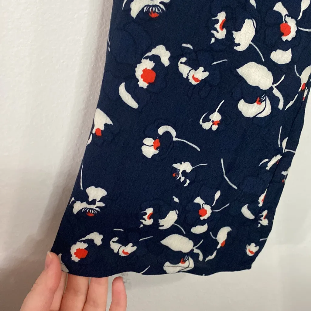 BA&SH Silia shirred tie-waist floral print crepe asymmetric hem midi dress sz 4 - Image 8