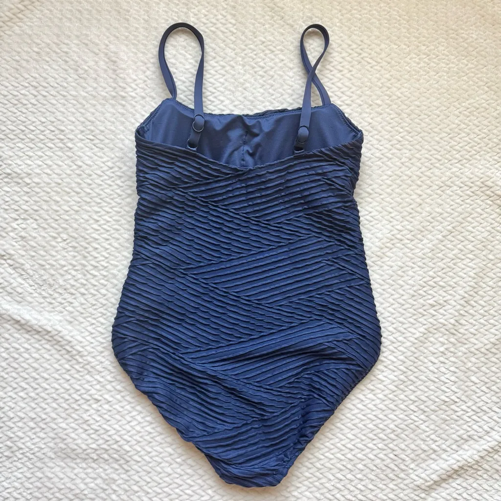 Seafolly Freshwater Maillot Square Neck One Piece Swimsuit Size 12 US 8 Blue - Image 7