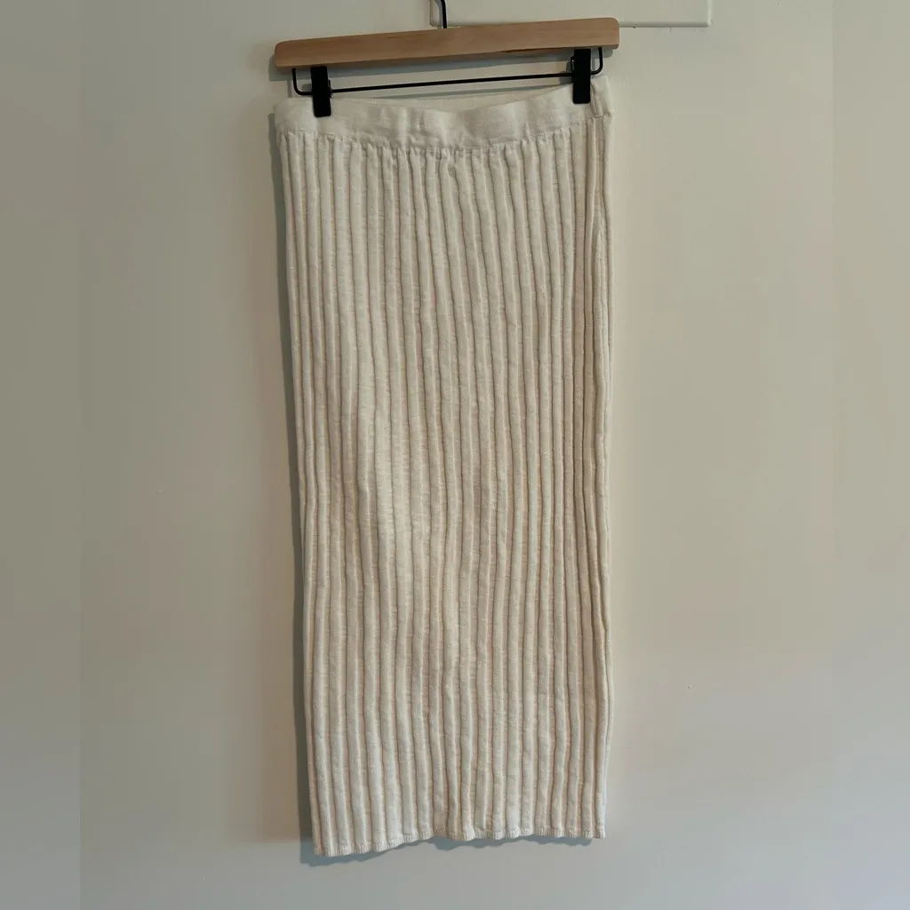 Free People FP Beach Veda Ribbed Knit Sweater Skirt Set Cream White Size XS - Image 5
