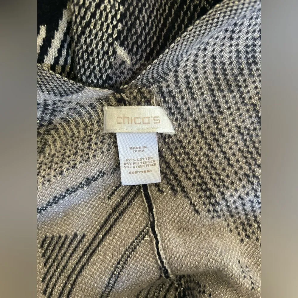 Chico’s black and white wrap one size 87% cotton - Image 2