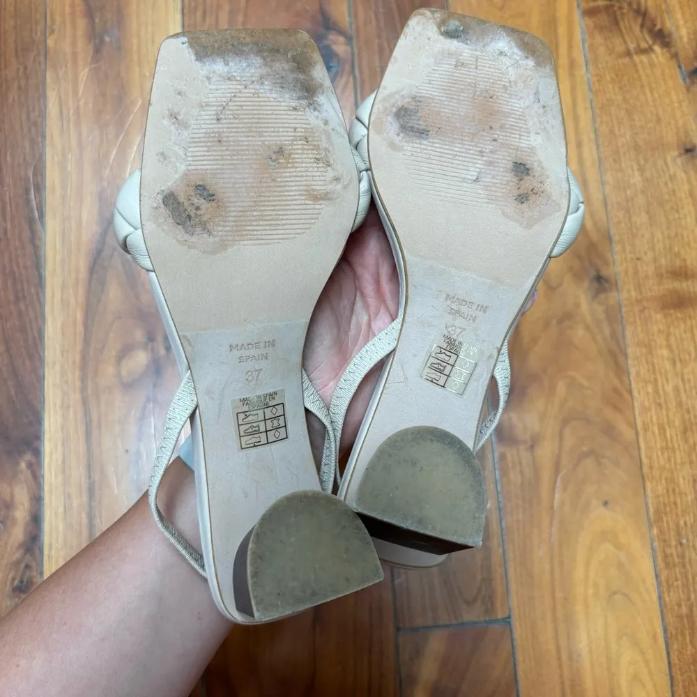 Anthropologie Angel Alarcon Puffy Braid Heeled Slingback Sandals in Beige 6.5 - Image 10