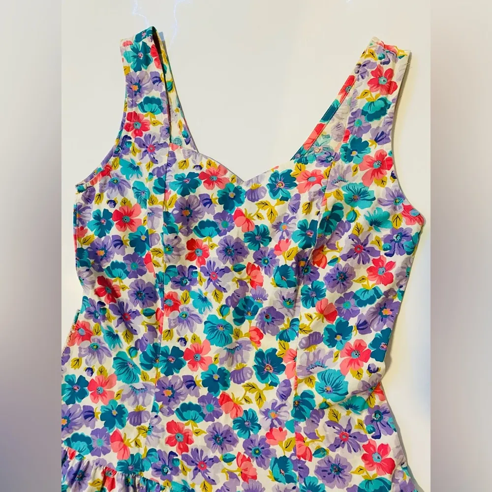 Vintage 80’s you too babes drop waist corset style floral mini dress - Image 3