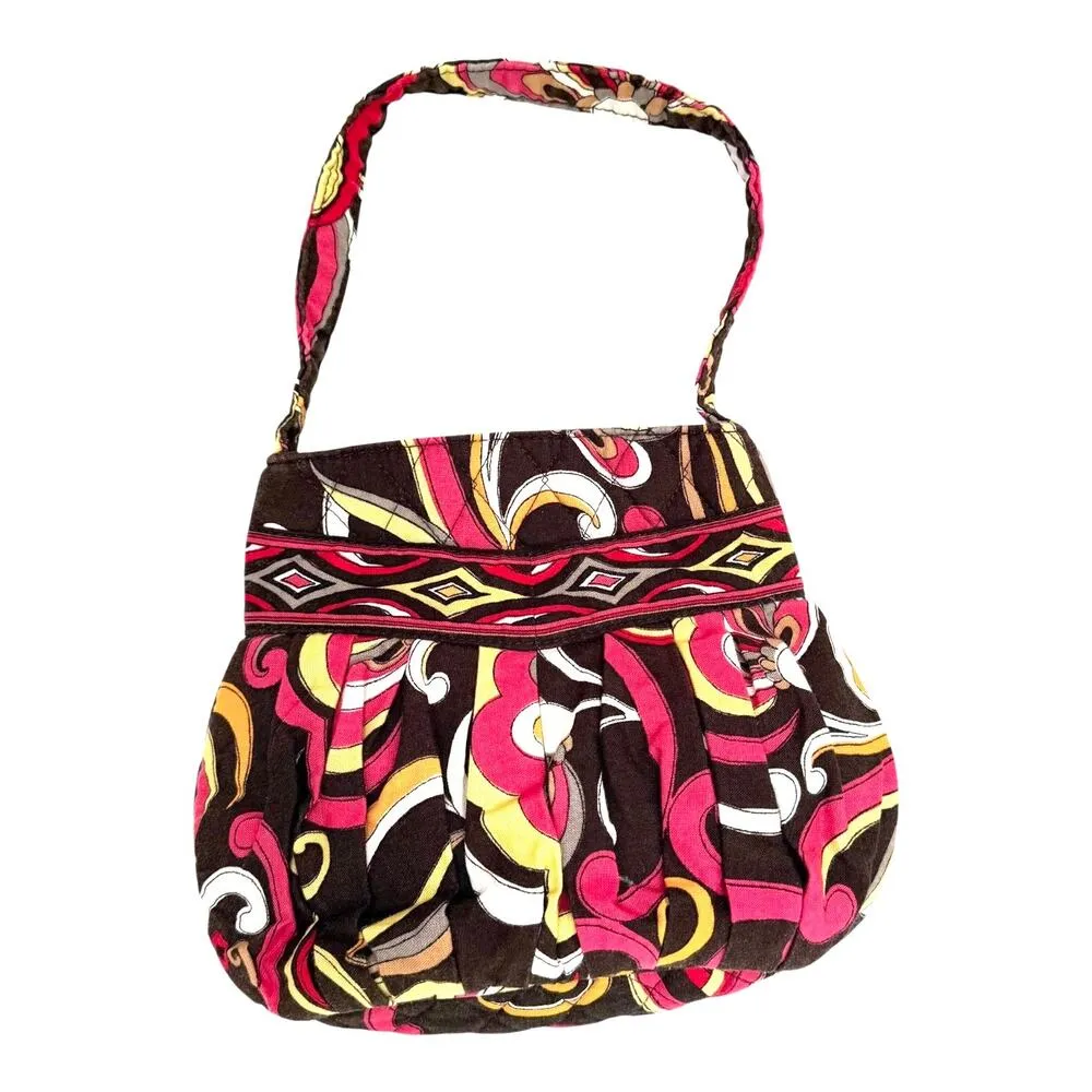 VTG Vera Bradley Hanna Puccini SHOULDER BAG HANDBAG Mini Purse 8x6.5 Pink Brown - Image 2
