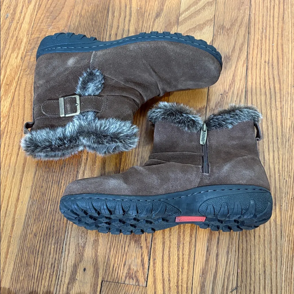 Khombu Lindsey Suede Leather Faux Fur Boots Brown‎ Size 8 - Image 4