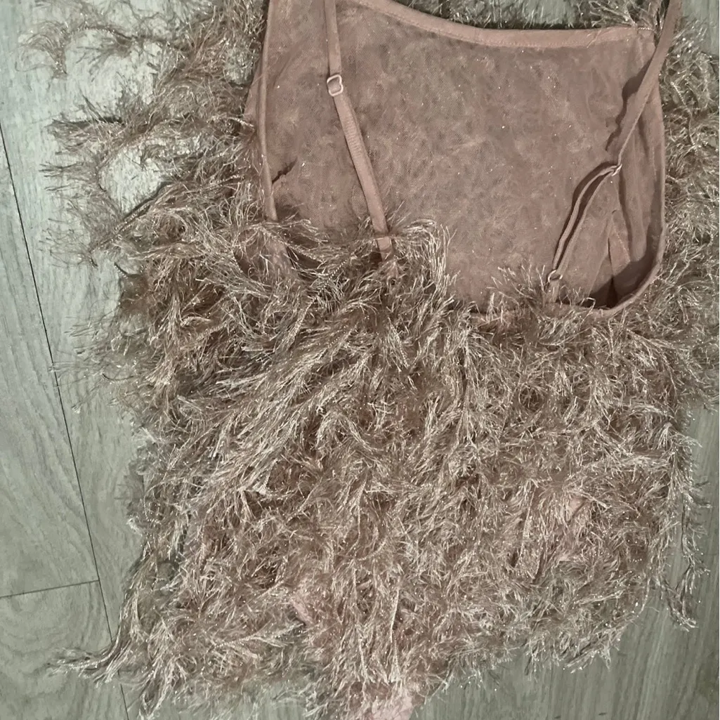 ASOS Luxe Blush Feathered Top - Image 3