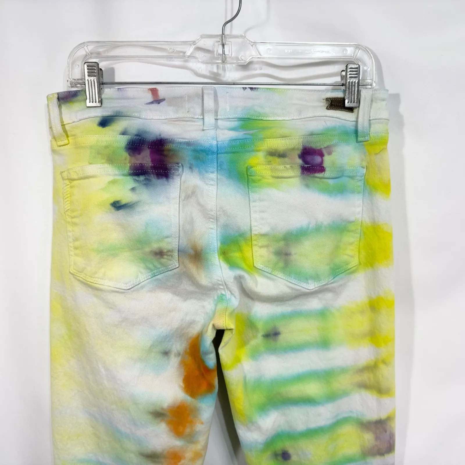 Paige Size 30 Jeans Handmade Tie‎ Dye Skinny Colorful Denim Mid Rise 1301 - Image 6