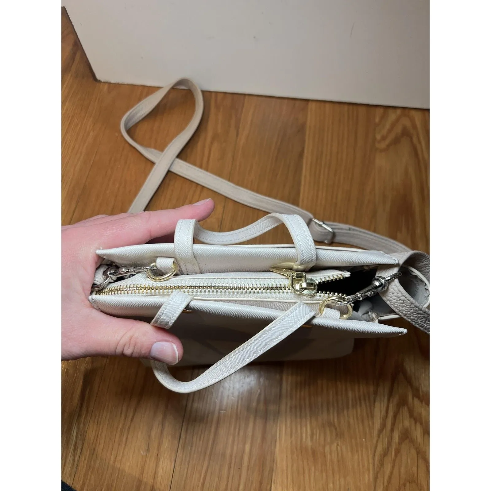 Steve Madden Satchel Bag Womens Small White PVC Crossbody Top Handle Purse - Image 7