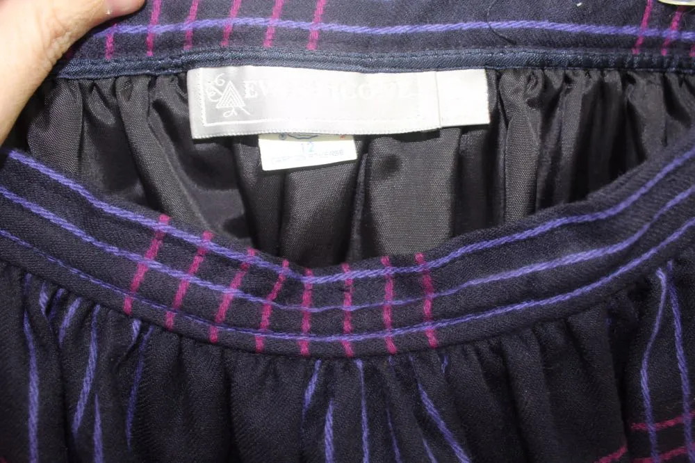 Evan Picone Vintage 80s 90s Pleated Purple Wool Plaid Midi Skirt 12 - Image 5