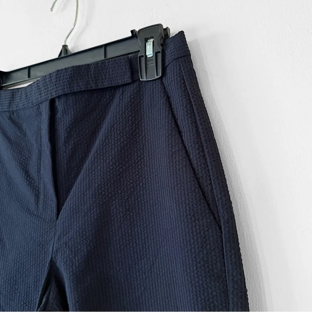 Theory Slim Crop Navy Seer Sucker Suit Pants Size 00 26X25 - Image 3