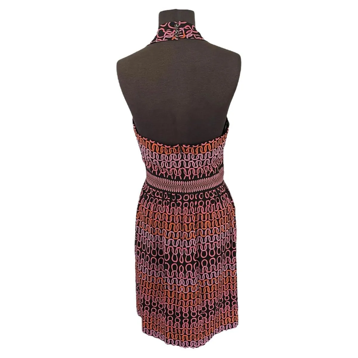 Trina Turk Campania Dress Chain Loop Silk Mini Halter Black Women’s Size 8 - Image 2