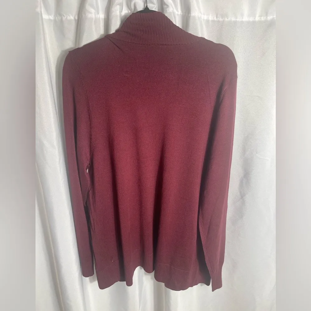 Cielo NWT Women’s Plus Size 2XL Burgundy Open Front Cardigan Front Pockets Knit Red - Image 3