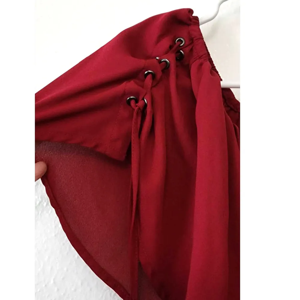 Torrid Georgette Lace Up Off the Shoulder Top Blouse Size 00 M/L - Image 9