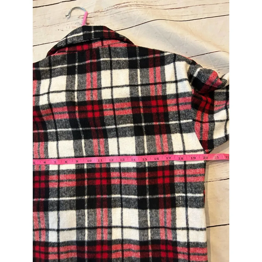 Boutique Shacket Womens Small Red & White Button-up Fall Winter - Image 5