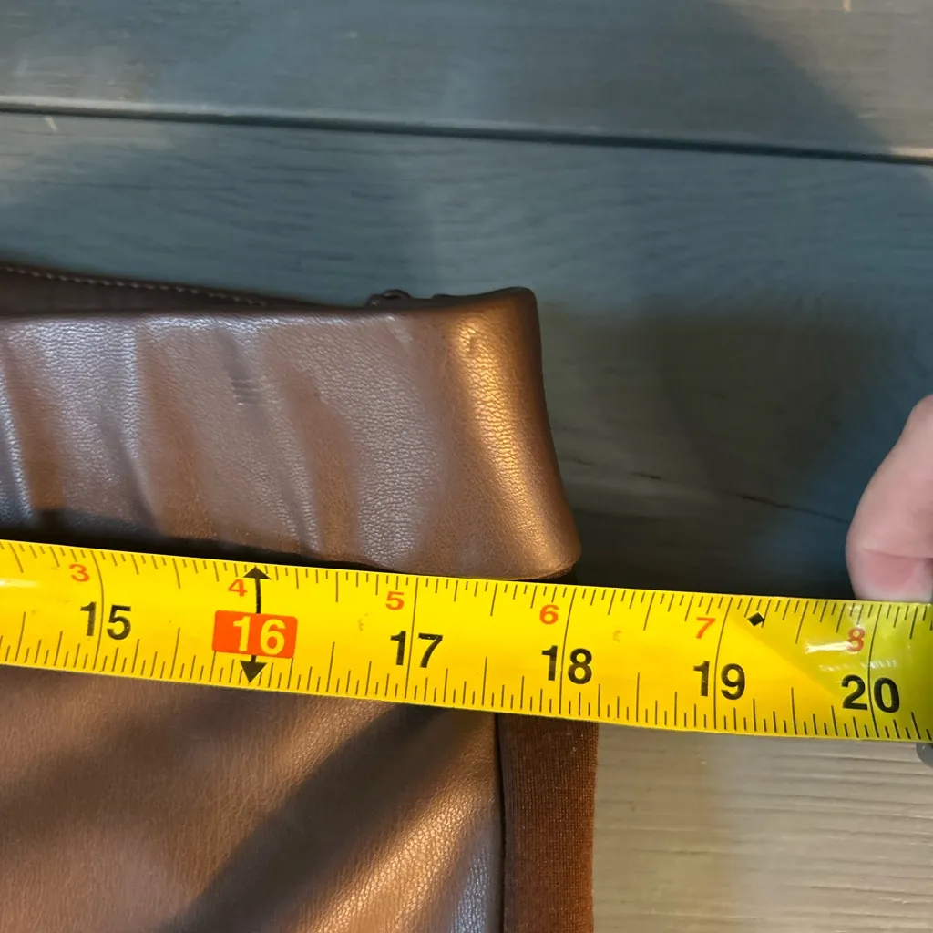 Talbots Shiny Brown Faux Leather Pants | Size 14 - Image 6