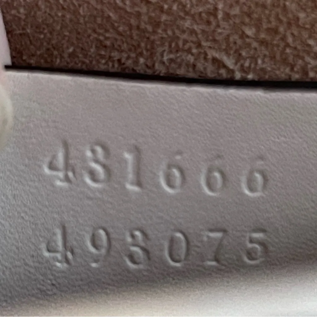 GUCCI Sylvie Mini Leather Shoulder Bag, White w/ Red & Blue Sherry Line-Preowned - Image 10