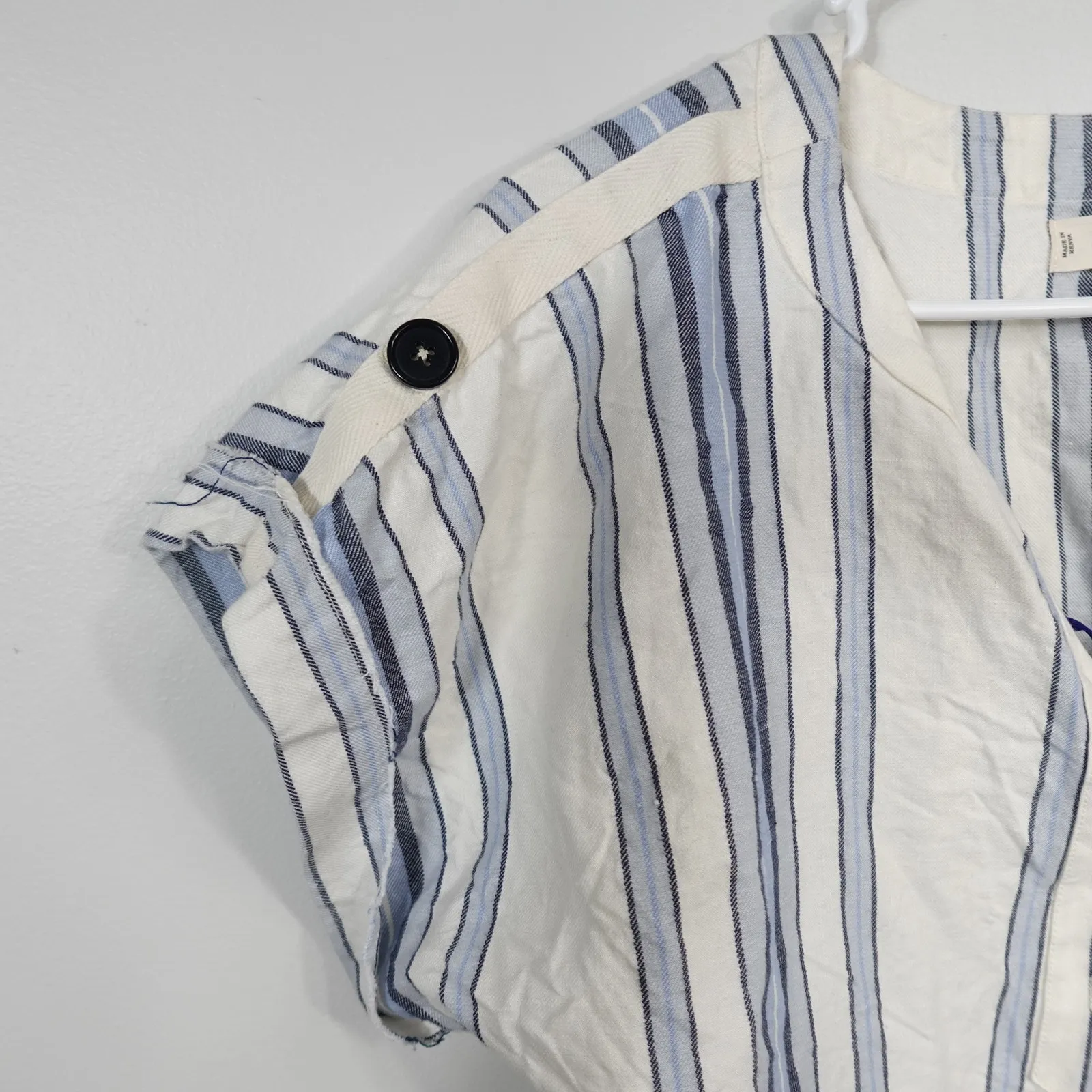 Lemlem Halima Blue White Striped Lace Up Tunic Mini Dress XS - Image 11