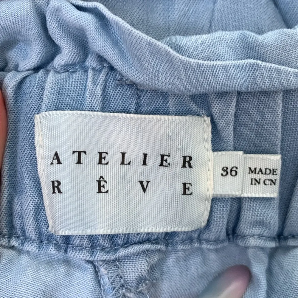 Atelier Reve Light Blue Lightweight Wide Leg Belted Pants Size 6 EUC #DS - Image 5