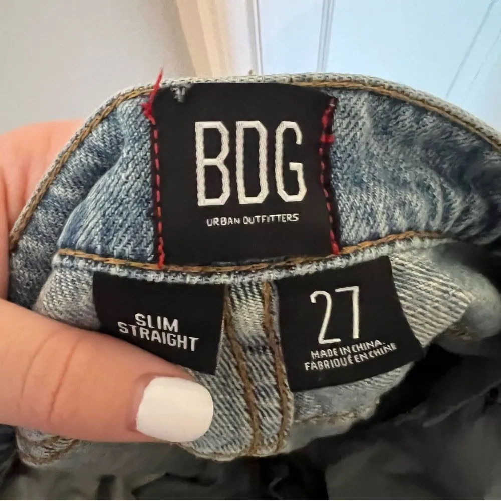 BDG Urban Outfitters Slim Straight Distressed Blue Jeans Size 27" - Image 4