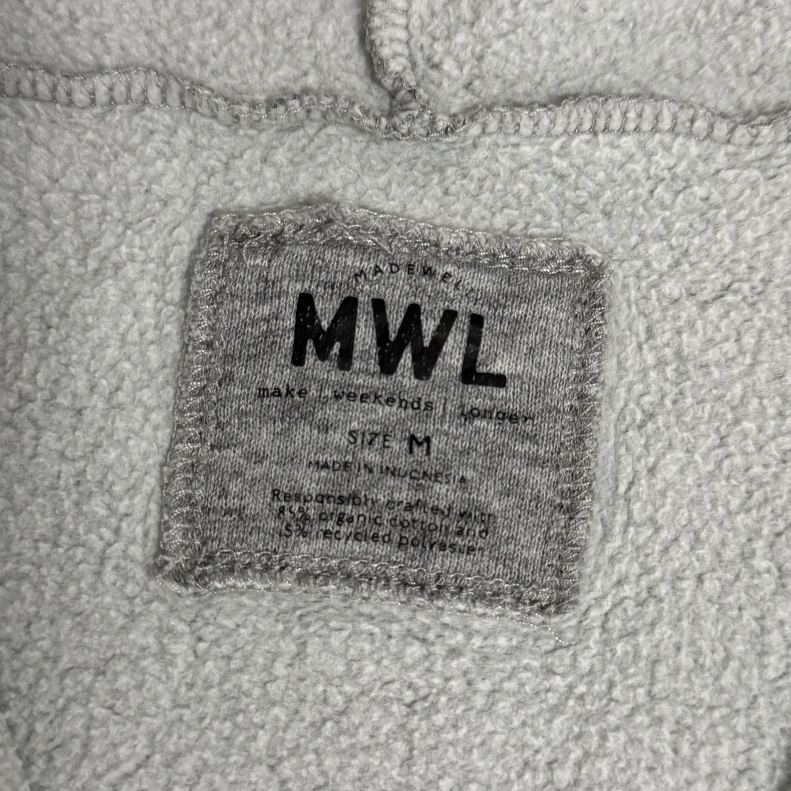 Madewell MWL Betterterry Full-Zip Hoodie Sweatshirt Size M Gray Cozy Lounge - Image 3