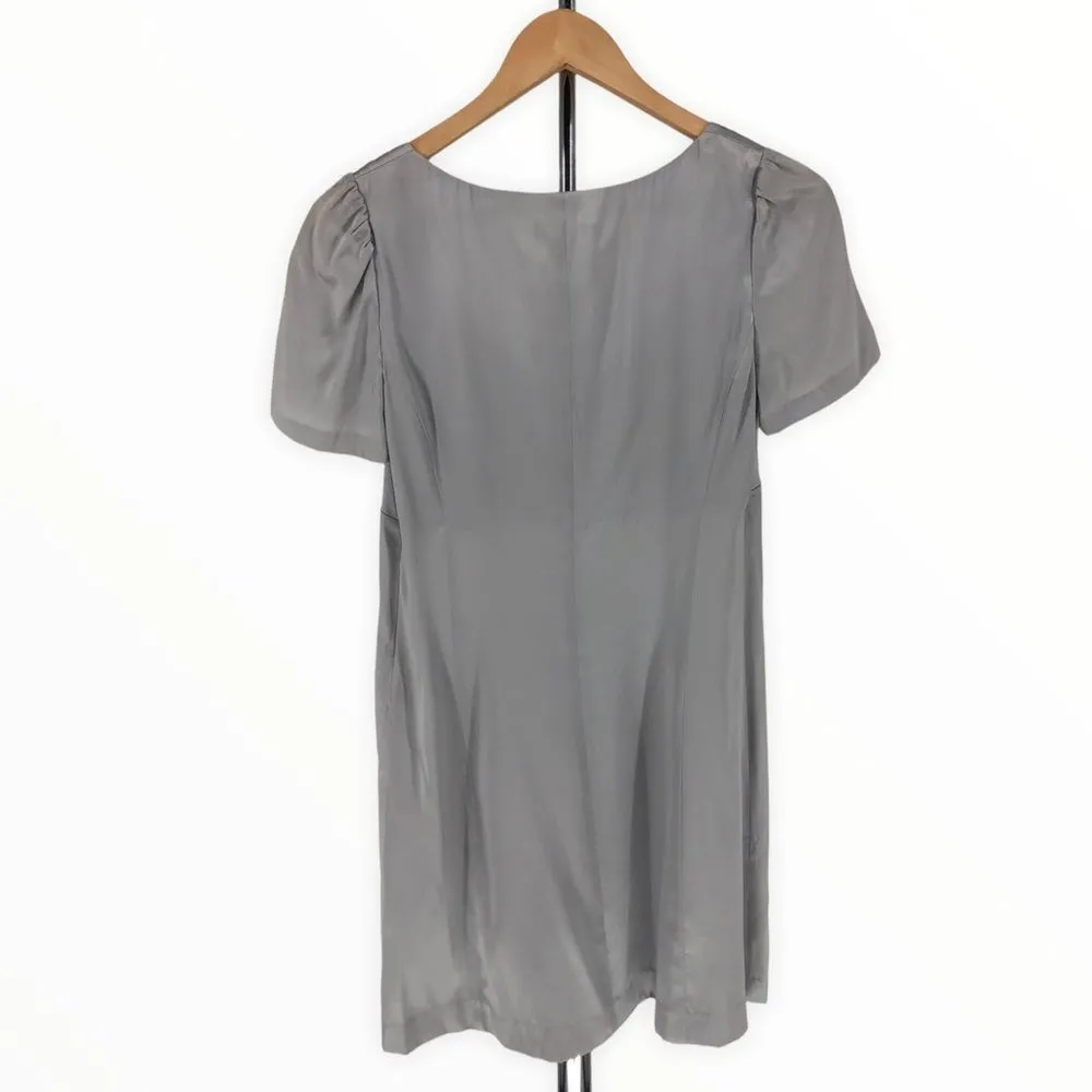 Rebecca Taylor Grey Silk Embellished Beaded Bib Collar Y2K Mini Dress - Image 6