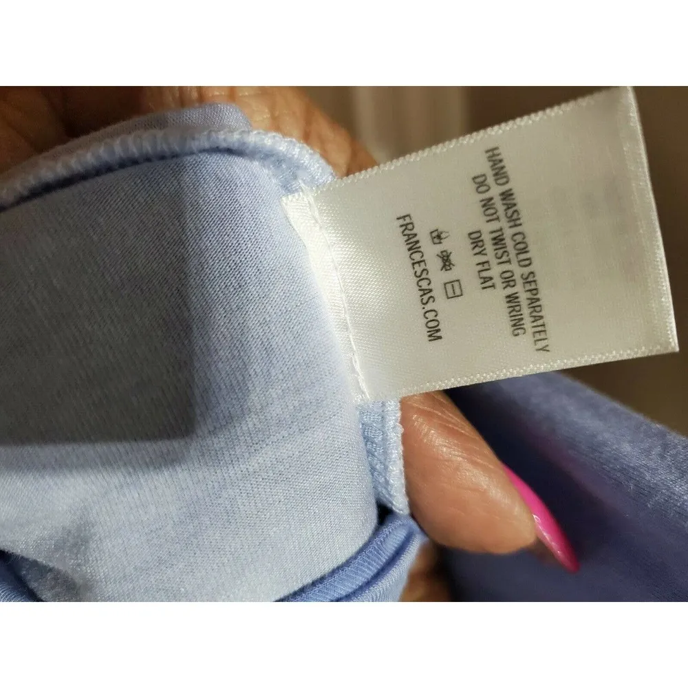 Women's Light Blue Solid Rayon Long Sleeve Mock Neck Casual Knee Length Dress XS - Image 10