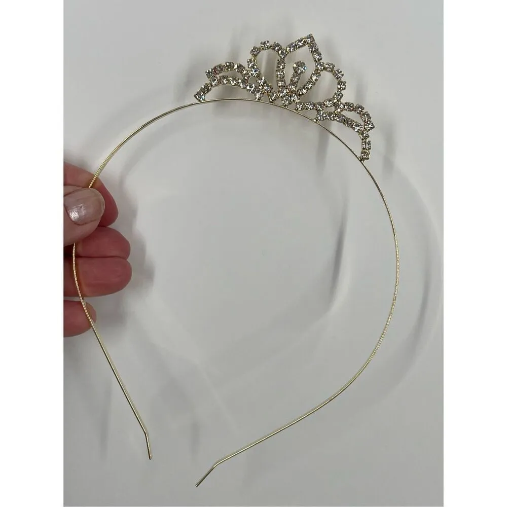 Gold colored cut glass tiara. Prom, special event, wedding . - Image 5