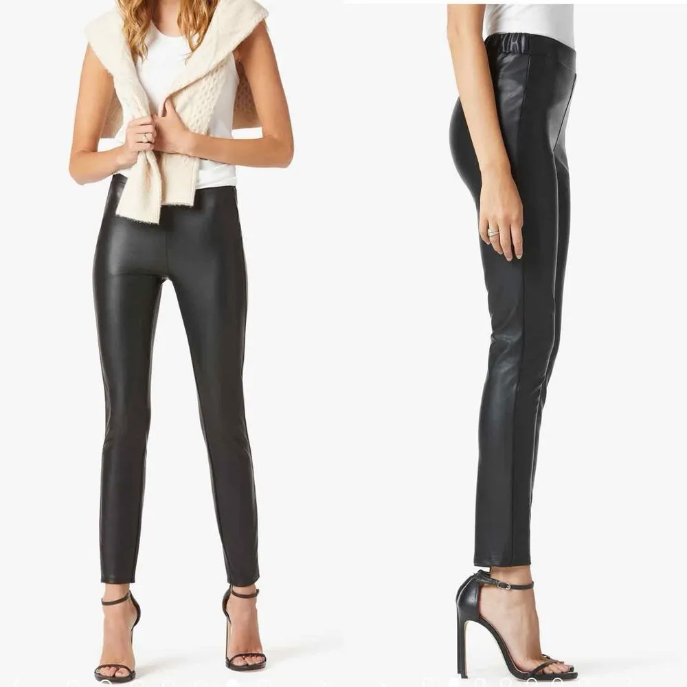 Joe’s Jeans Faux Leather Vegan Korey Leggings Black Size XL Elastic Waist - Image 7