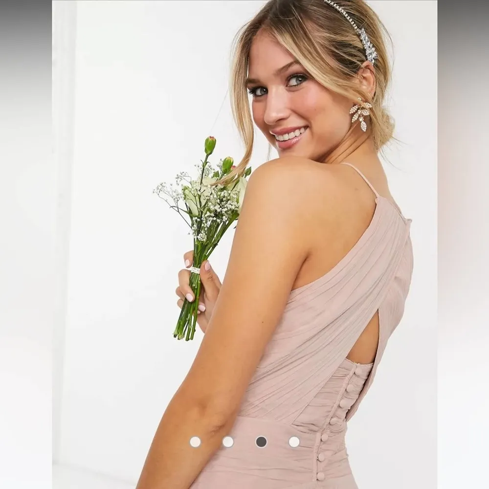 ASOS Design Bridesmaid Pink Blush Pinny Ruched Bodice Chiffon Maxi Dress Size 2 - Image 12