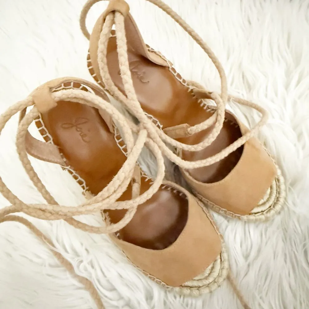 JOIE | Suede Color-block Pattern Espadrilles Sandals Lace Tie Ankle Wrap | 35, 5 - Image 6