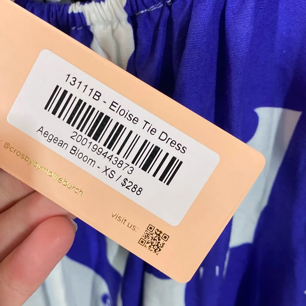 CROSBY by Mollie Burch Eloise‎ Tie Linen-Blend Midi Dress Aegean Bloom Size XS - Image 5