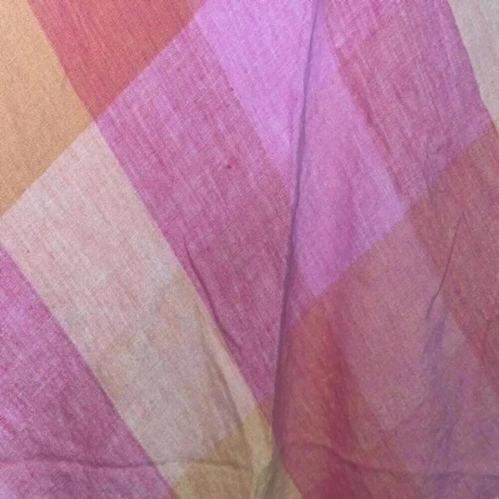 Vintage Victoria Holley Pink and Orange Plaid Maxi Dress Ruffle Trim Size 4P - Image 3