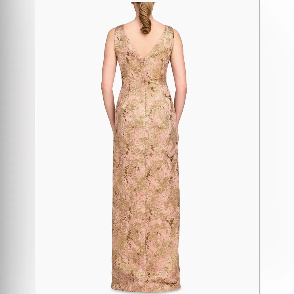 NEW Kay Unger Felix Metallic Abstract Jacquard Column Dress, Size 6, MSRP $358 - Image 5