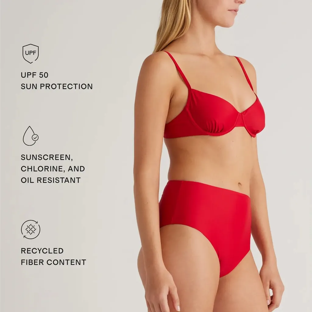 NWOT Quince Women's Italian Demi Bikini Top Red Size Small - Image 3