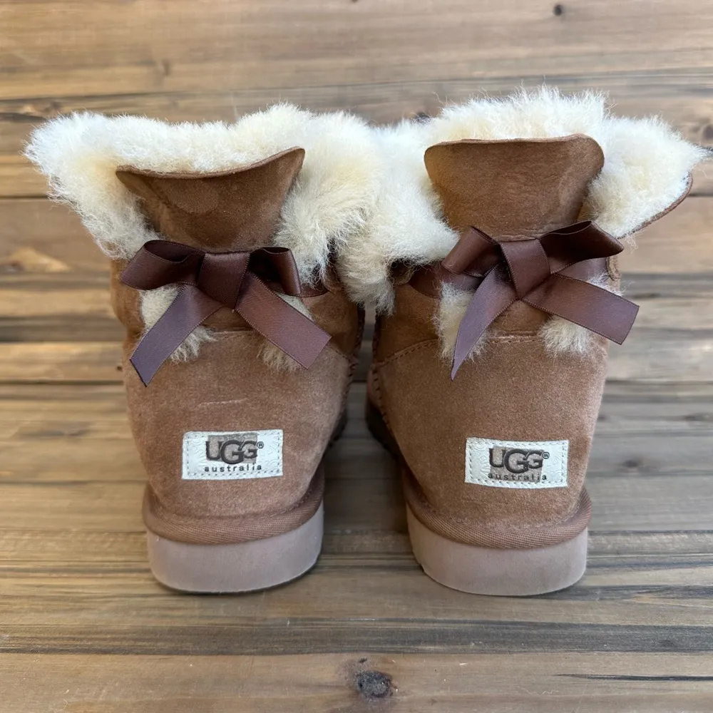 UGG Mini Bailey Bow Boots 1005062 Chestnut Brown Size 9 - Image 7