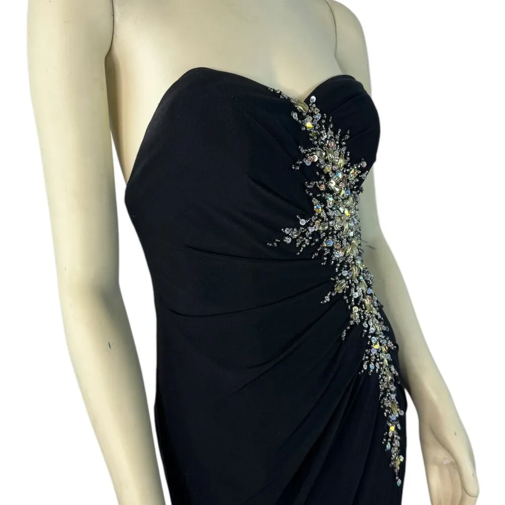 Xcite Black Strapless ruched sequined prom dress sexy lpw back size 4 - Image 6