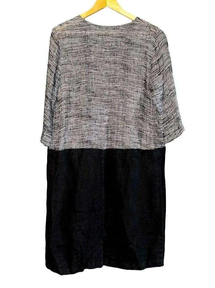 Eileen Fisher Linen Blend Silk Trim Longline Open Cardigan Womens PETITE Medium - Image 8