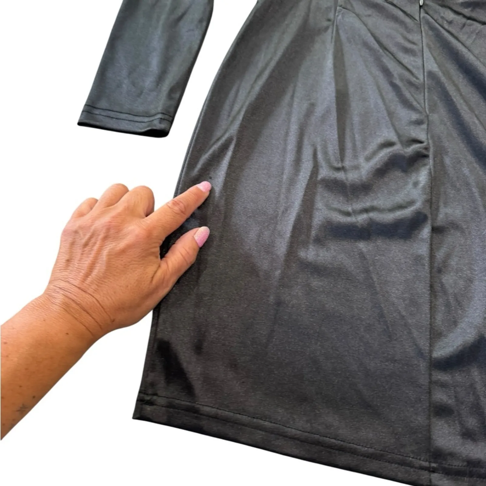 Lulu's Turned Up Black Long Sleeve Bodycon Dress Sleek Black Long Sleeve NEW - Image 10