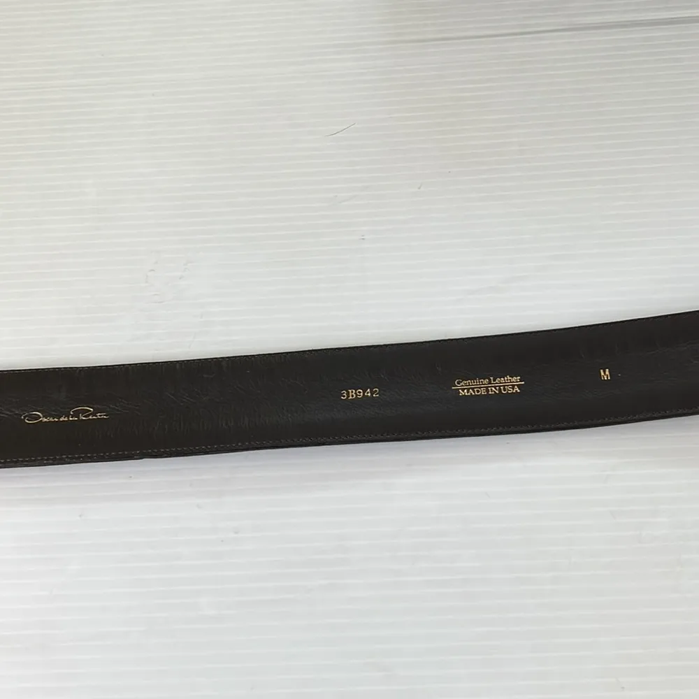 Oscar de la Renta Vintage Double Buckle Leather Belt , M - Image 7